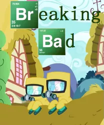 Size: 543x655 | Tagged: berry punch, berryshine, breaking bad, cropped, derpibooru import, duo, edit, edited screencap, hazmat suit, parody, safe, screencap, the cutie pox