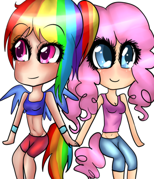 Size: 500x583 | Tagged: safe, derpibooru import, pinkie pie, rainbow dash, female, humanized, lesbian, pinkiedash, shipping, tailed humanization, winged humanization