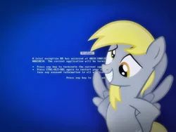 Size: 1024x768 | Tagged: safe, artist:grumbeerkopp, derpibooru import, derpy hooves, pegasus, pony, blue screen of death, female, mare, solo, wallpaper, windows