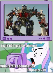 Size: 439x604 | Tagged: safe, derpibooru import, princess celestia, pony, exploitable meme, meme, michael bay, optimus prime, transformers, tv meme