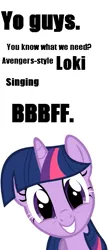 Size: 305x691 | Tagged: avengers, derpibooru import, exploitable meme, loki, make it happen, meta, safe, text, twilight sparkle