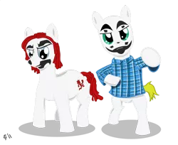 Size: 900x735 | Tagged: safe, artist:xtralife, derpibooru import, ponified, earth pony, pony, bipedal, clothes, duo, insane clown posse, juggalo, plaid shirt, shaggy 2 dope, shirt, violent j