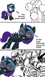 Size: 1000x1687 | Tagged: safe, artist:kanrabat, artist:niggerfaggot, derpibooru import, edit, oc, oc:nyx, unofficial characters only, alicorn, human, pony, fanfic:past sins, brony, comic, original content, troll nyx, trolling