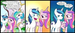 Size: 900x394 | Tagged: suggestive, artist:madmax, artist:mercury2099, derpibooru import, princess cadance, princess celestia, shining armor, alicorn, pony, unicorn, comic, female, implied sex, love, male, mare, shiningcadance, shipping, spanish, stallion, straight, translation