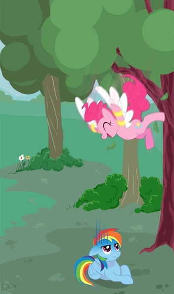 Size: 600x1013 | Tagged: artist:autumnology, derpibooru import, pinkie pie, rainbow dash, safe