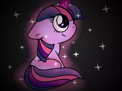 Size: 1014x756 | Tagged: safe, artist:zanykat0, derpibooru import, twilight sparkle, cute, filly, floppy ears, magic, smiling, solo, sparkles