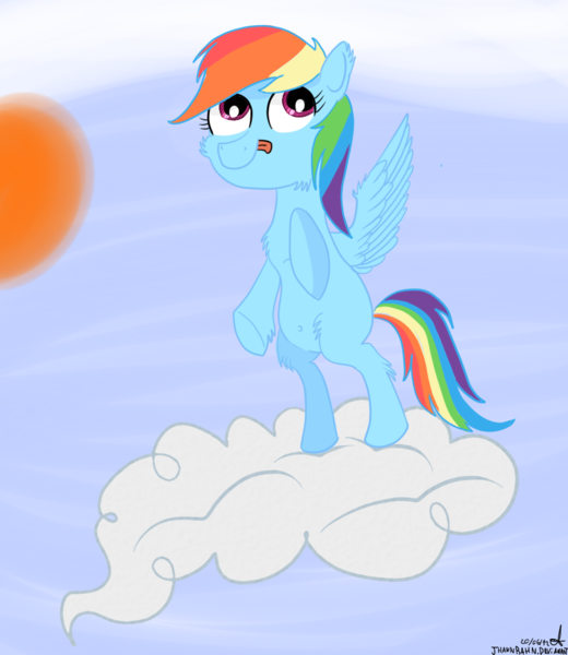 Size: 832x960 | Tagged: artist:jhannrahn, cloud, cute, derpibooru import, rainbow dash, safe