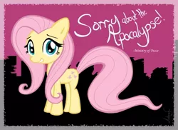 Size: 550x400 | Tagged: safe, artist:antonyc, derpibooru import, fluttershy, pegasus, pony, fallout equestria, fanfic, cutie mark, fanfic art, female, hooves, mare, ministry mares, ministry of peace, ruins, solo, teeth, text, wings