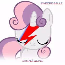 Size: 600x600 | Tagged: safe, artist:reidransom, derpibooru import, sweetie belle, ponified, pony, unicorn, aladdin sane, album cover, david bowie, eyes closed, female, filly, ponified album cover, pun