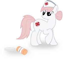 Size: 1049x982 | Tagged: artist:crimsonlynx97, derpibooru import, empty, hat, nurse redheart, penicillin, safe