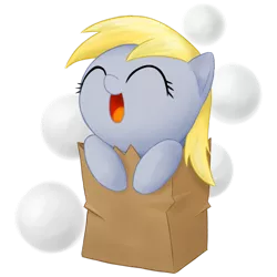 Size: 900x900 | Tagged: safe, artist:stardustxiii, derpibooru import, derpy hooves, pegasus, pony, bag, cute, derpabetes, female, filly, filly derpy, mare, paper bag, solo, younger