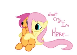 Size: 700x500 | Tagged: safe, artist:ask-cutefluttershy, derpibooru import, fluttershy, scootaloo, pony, ask pregnant scootaloo, comforting, crying, fluttermom, pregnant, pregnant scootaloo, teen pregnancy