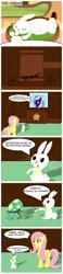 Size: 900x3887 | Tagged: safe, artist:cradet, artist:innuendo88, derpibooru import, angel bunny, fluttershy, tank, spanish, translation