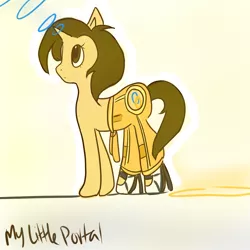 Size: 1000x1000 | Tagged: artist:costmary, chell, clothes, derpibooru import, pants, ponified, portal (valve), safe