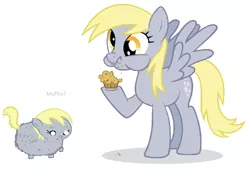 Size: 648x438 | Tagged: safe, derpibooru import, edit, derpy hooves, fluffy pony, pegasus, pony, female, fluffyderpy, mare, muffin