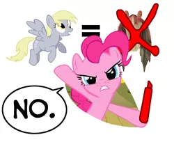 Size: 1008x822 | Tagged: safe, derpibooru import, derpy hooves, pinkie pie, pegasus, pony, angry, female, flying, fourth wall, frown, glare, gritted teeth, gungan, jar jar binks, looking at you, mare, meta, no, speech bubble, spread wings, star wars, talking