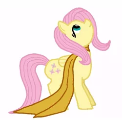 Size: 500x490 | Tagged: safe, derpibooru import, fluttershy, pegasus, pony, clothes, cyborg 009, female, folded wings, looking up, mare, profile, scarf, simple background, solo, standing, white background, wings