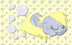 Size: 2560x1600 | Tagged: safe, artist:alicehumansacrifice0, derpibooru import, derpy hooves, pegasus, pony, bubble, female, mare, sleeping, vector, wallpaper