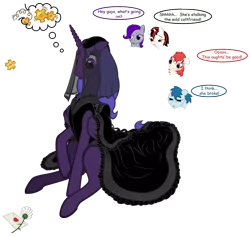 Size: 1012x958 | Tagged: safe, artist:shachza, derpibooru import, oc, oc:blackjack, oc:lacunae, oc:morning glory (project horizons), oc:p-21, oc:rampage, unofficial characters only, alicorn, pegasus, pony, unicorn, fallout equestria, fallout equestria: project horizons, fanfic, artificial alicorn, fanfic art, female, hooves, horn, love letter, male, mare, purple alicorn (fo:e), stallion, wings