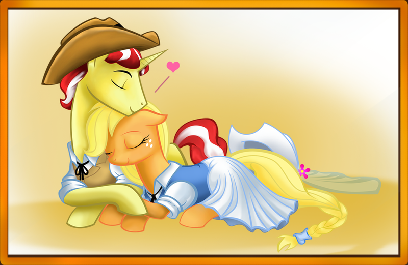 Size: 919x598 | Tagged: applejack, artist:moostargazer, derpibooru import, female, flim, flimjack, male, safe, shipping, straight