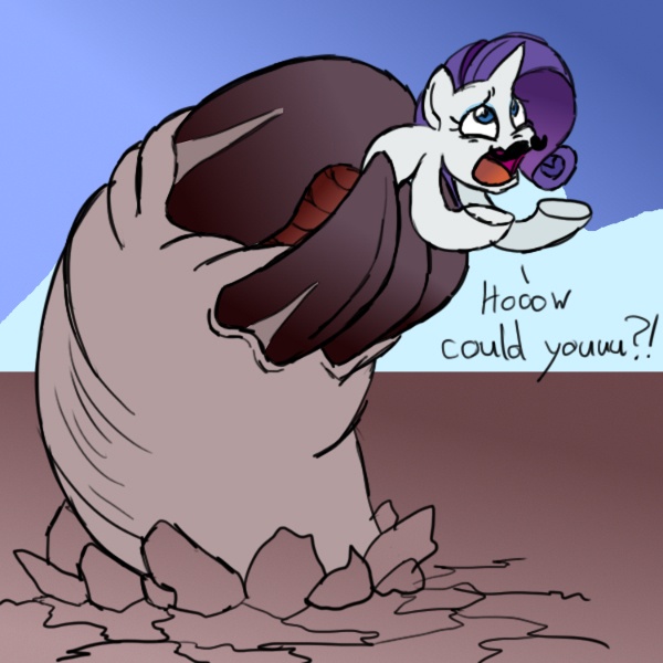 Size: 600x600 | Tagged: artist:moophins, crossover, derpibooru import, graboid, moustache, rarity, safe, tremors