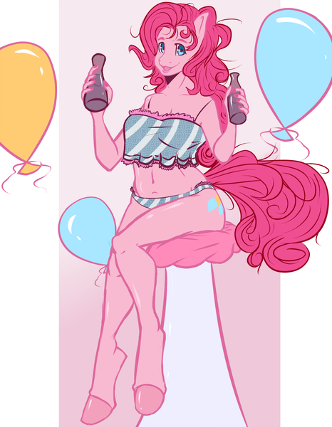 Size: 860x1107 | Tagged: anthro, artist:slipe, balloon, bottle, breasts, derpibooru import, pinkie pie, suggestive