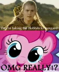 Size: 445x540 | Tagged: safe, artist:noah-x3, derpibooru import, edit, edited screencap, screencap, pinkie pie, elf, pony, comic, crossover, female, legolas, lord of the rings, male, mare, orlando bloom, they're taking the hobbits to isengard