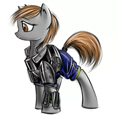 Size: 1090x1122 | Tagged: safe, artist:lachasseauxhiboux, derpibooru import, oc, oc:littlepip, unofficial characters only, pony, unicorn, fallout equestria, fanfic, clothes, fanfic art, female, mare, pipbuck, simple background, solo, vault suit, white background