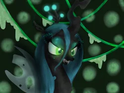 Size: 1024x768 | Tagged: dead source, safe, artist:minecraftgal240, derpibooru import, queen chrysalis, changeling, changeling queen, female, glowing eyes