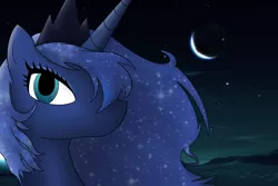 Size: 900x600 | Tagged: artist:ocelot60, crescent moon, derpibooru import, night, princess luna, safe, solo