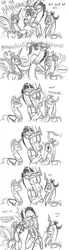 Size: 857x3100 | Tagged: artist:mickeymonster, changeling, changeling queen, comic, cute, cutealis, derpibooru import, discord, discute, evil laugh, female, laughing, monochrome, nicemare moon, nightmare moon, queen chrysalis, safe