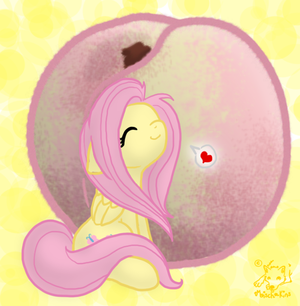 Size: 619x632 | Tagged: artist:mischakins, derpibooru import, fluttershy, peach, safe