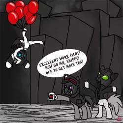 Size: 500x500 | Tagged: artist:theawkwardturtle, balloon, comic, derpibooru import, mr. snippy, ponified, romantically apocalyptic, safe, zee captain, ze pilot