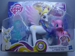 Size: 800x600 | Tagged: brushable, crystal empire, derpibooru import, hasbro, hubble, hub logo, irl, photo, pinkie pie, princess cadance, princess celestia, safe, spoiler:s03, toy