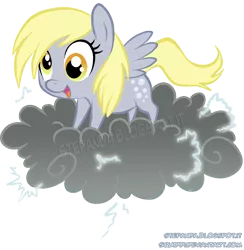 Size: 700x716 | Tagged: safe, artist:stepandy, derpibooru import, derpy hooves, pegasus, pony, chibi, cloud, female, lightning, mare