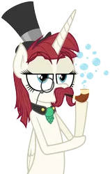 Size: 3159x4994 | Tagged: safe, artist:zutheskunk, derpibooru import, oc, oc:fausticorn, unofficial characters only, alicorn, pony, .svg available, absurd resolution, bubble, bubble pipe, hat, lauren faust, monocle, moustache, pipe, simple background, top hat, transparent background, vector