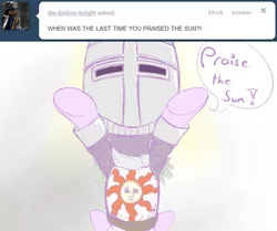 Size: 500x417 | Tagged: safe, artist:a6p, derpibooru import, dinky hooves, pony, ask dinky doo, ask, crossover, cute, dark souls, dinkabetes, female, filly, praise the sun, raised hoof, solaire of astora, tumblr