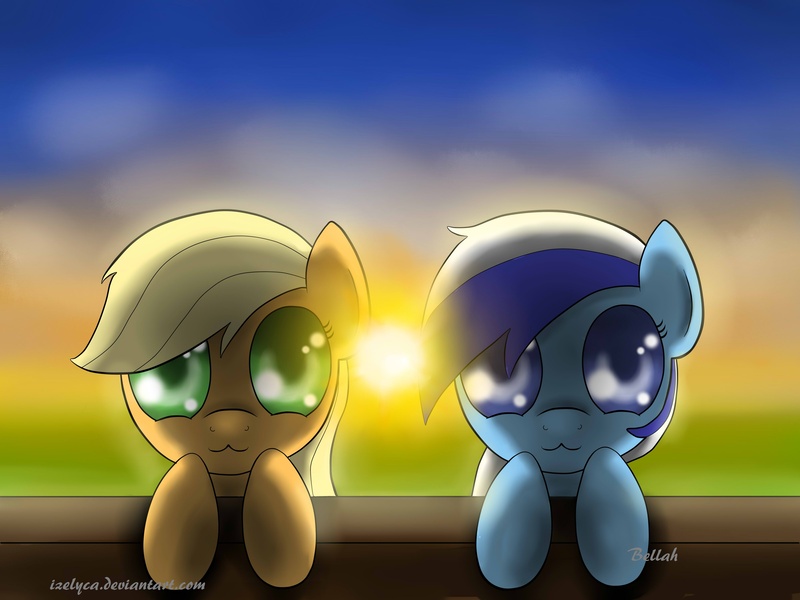 Size: 4000x3000 | Tagged: :3, applejack, artist:izelyca, derpibooru import, minuette, safe