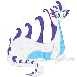Size: 2000x2000 | Tagged: colored, crossed arms, derpibooru import, dragon, dragonified, high res, prone, raridragon, rarity, safe, simple background, solo, sparkles, species swap, white background