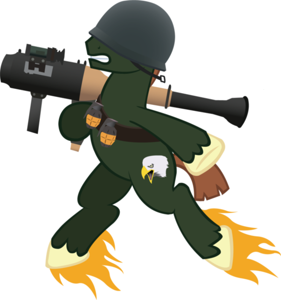 Size: 600x641 | Tagged: artist:ah-darnit, derpibooru import, ponified, rocket jump, safe, simple background, soldier, solo, team fortress 2, transparent background, unshorn fetlocks, vector