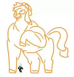 Size: 413x433 | Tagged: safe, artist:the weaver, derpibooru import, applejack, oc, oc:anon, human, pony, applejacked, giant pony, giantess, macro, muscles, simple background, white background