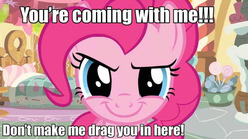 Size: 1280x718 | Tagged: bronybait, derpibooru import, fourth wall, image macro, meme, pinkie pie, rapeface, safe