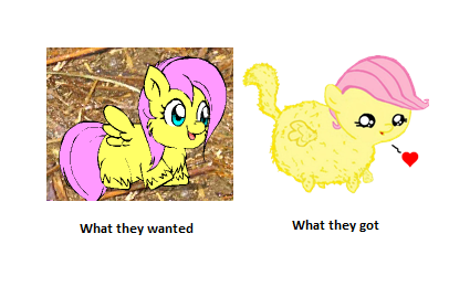 Size: 425x279 | Tagged: artist:marcusmaximus, comparison, derpibooru import, fluffy pony, fluffyshy, fluttershy, safe