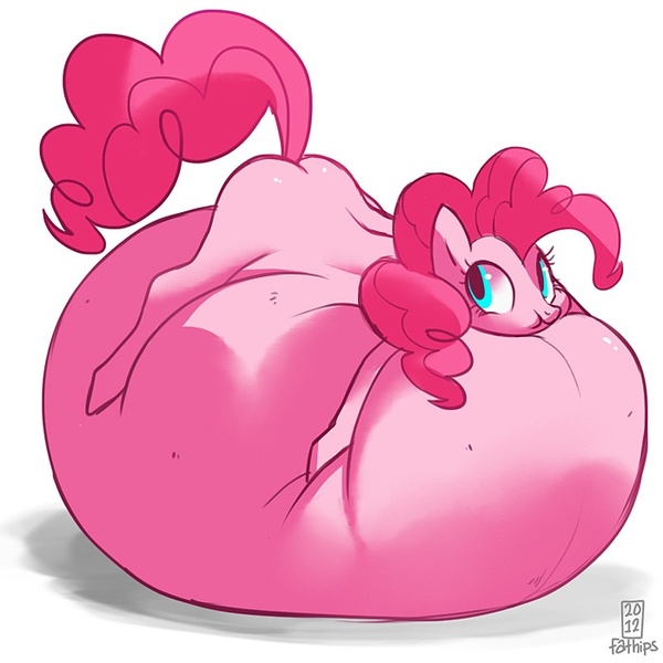 Size: 700x700 | Tagged: questionable, artist:fathips, derpibooru import, pinkie pie, earth pony, belly, blank flank, impossibly large belly, inflation, looking at you, plot, scrunchy face