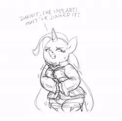 Size: 655x650 | Tagged: anthro, artist:carnifex, derpibooru import, fat, monochrome, safe, trixie