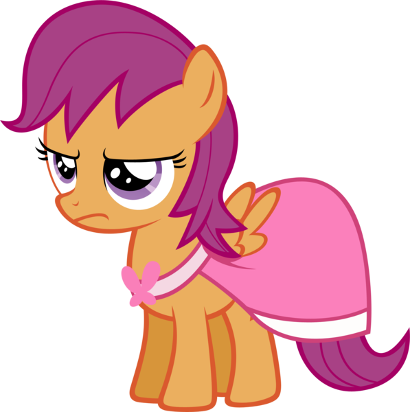 Size: 1800x1809 | Tagged: artist:xgsymarley, clothes, derpibooru import, dress, picture perfect pony, safe, scootaloo, scootaloo is not amused, solo, unamused