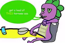 Size: 499x331 | Tagged: comic sans, derpibooru import, parody, safe, spike, stylistic suck, sweet bro and hella jeff