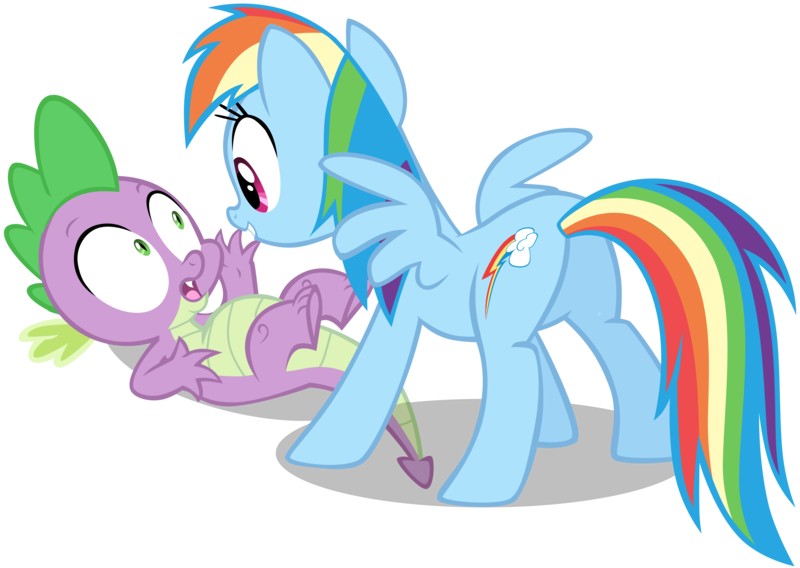 Size: 4594x3264 | Tagged: safe, artist:zelc-face, derpibooru import, rainbow dash, spike, dragon, pegasus, pony, female, male, rainbowspike, shipping, simple background, straight, transparent background, vector
