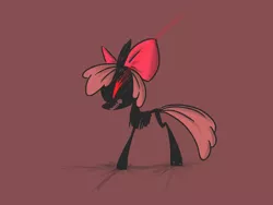 Size: 500x375 | Tagged: apple bloom, artist:voids-edge, bad end, bone, derpibooru import, glowing eyes, red background, red eyes, safe, simple background, skeleton, skeleton pony, solo, story of the blanks, undead