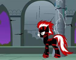 Size: 830x650 | Tagged: safe, artist:jin-ghi-lives, derpibooru import, oc, unofficial characters only, earth pony, pony, pony creator, 9000 hours in pony creator, avatar, donut steel, edgy, familiar, male, red and black oc, renmaru, solo, stallion